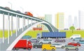 Highway with truck and passenger car, illustration Royalty Free Stock Photo