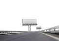 Highway with two billboards afar isolated on white