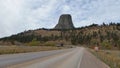 Highway View Devils Tower Wyoming Royalty Free Stock Photo