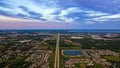 Highway through the wisconsin landscape in the vening