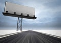 Highway with writable area billboard and dark sky