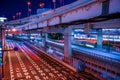 Highway and Yokohama Night View Metropolitan Expressway