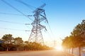 Highways and high-voltage tower Royalty Free Stock Photo
