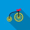 Highwheel bike icon, flat style Royalty Free Stock Photo