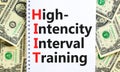 HIIT high-intensity interval training symbol. Concept words HIIT high-intensity interval training on note on a beautiful white Royalty Free Stock Photo