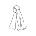 Hijab girl continuous one line drawing minimalist design