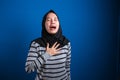 Hijab muslim girl is depressed and sad
