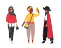 Hijab muslim woman. Arab modern fashion. Vector people