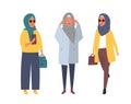 Hijab muslim woman. Arab modern fashion. Vector people Royalty Free Stock Photo