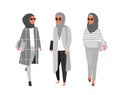 Hijab muslim woman. Arab modern fashion. Vector people