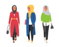 Hijab muslim woman. Arab modern fashion. Vector people