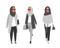 Hijab muslim woman. Arab modern fashion. Vector people Royalty Free Stock Photo