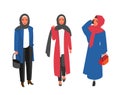 Hijab muslim woman. Arab modern fashion. Vector people Royalty Free Stock Photo