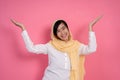 Hijab muslim woman excited