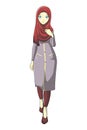 Hijab muslimah with manga style v1 red color