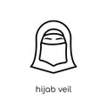 Hijab veil icon. Trendy modern flat linear vector Hijab veil icon on white background from thin line Religion collection