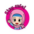 hijabi girl cute social media stickerin pinkcolor