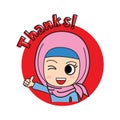 Hijabi girl cute social media stickerin red color
