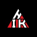 HIK triangle letter logo design with triangle shape. HIK triangle logo design monogram. HIK triangle vector logo template with red Royalty Free Stock Photo