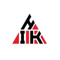 HIK triangle letter logo design with triangle shape. HIK triangle logo design monogram. HIK triangle vector logo template with red Royalty Free Stock Photo