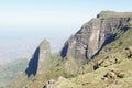 Hike along mountain ridge in Simien mountains