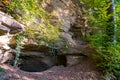 Hike at the golden hour to the famous Heidenhoehlen near Stockach on Lake Constance