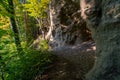 Hike at the golden hour to the famous Heidenhoehlen near Stockach on Lake Constance