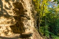 Hike at the golden hour to the famous Heidenhoehlen near Stockach on Lake Constance