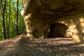 Hike at the golden hour to the famous Heidenhoehlen near Stockach on Lake Constance