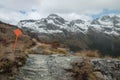 Hike marker at Routeburn Track