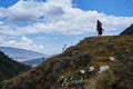 Traditional Masai standing on top of mountain crater