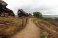 Hike path at Devils` Wall Teufelsmauer in Harz Mountains Royalty Free Stock Photo