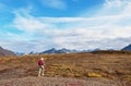 Hike in polar tundra