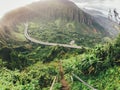 Hike Stairway to Heaven, Haiku Stairs, Hawaii, Oahu, USA Royalty Free Stock Photo