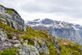 Trolltunga hike, Lake Ringedalsvatnet, Norway, Beautiful scandinavian landscape, Scandianavia, summer nature. Hike starts from Royalty Free Stock Photo