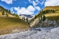 Hike in the Swiss national park in Graubunden Royalty Free Stock Photo