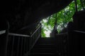 Hike to the cave. Ancient stone cave stalactites and stalagmites