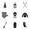 Hike tool icons set, simple style