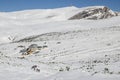 A hike in winter, towards the chalet Royalty Free Stock Photo