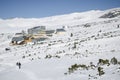 A hike in winter, towards the chalet Royalty Free Stock Photo