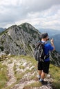 Hiker admiring the beauty of the mountains