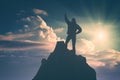 Hiker against the sun. Instagram stylisation Royalty Free Stock Photo