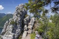 Hiker in the Alps mountain, hill Kleiner Schonberg. Austria