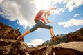 Hiker in Altai mountains