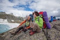 Hiker in Altai mountains, Russian Federation