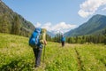 Hiker in Altai mountains, Russian Federation