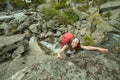 Hiker in Altai mountains