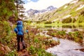 Hiker in Altai mountains