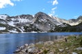 A Hiker at a High Montana Mountain Lake in Summer