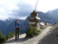 Hiker in autumnal Himalaya Royalty Free Stock Photo